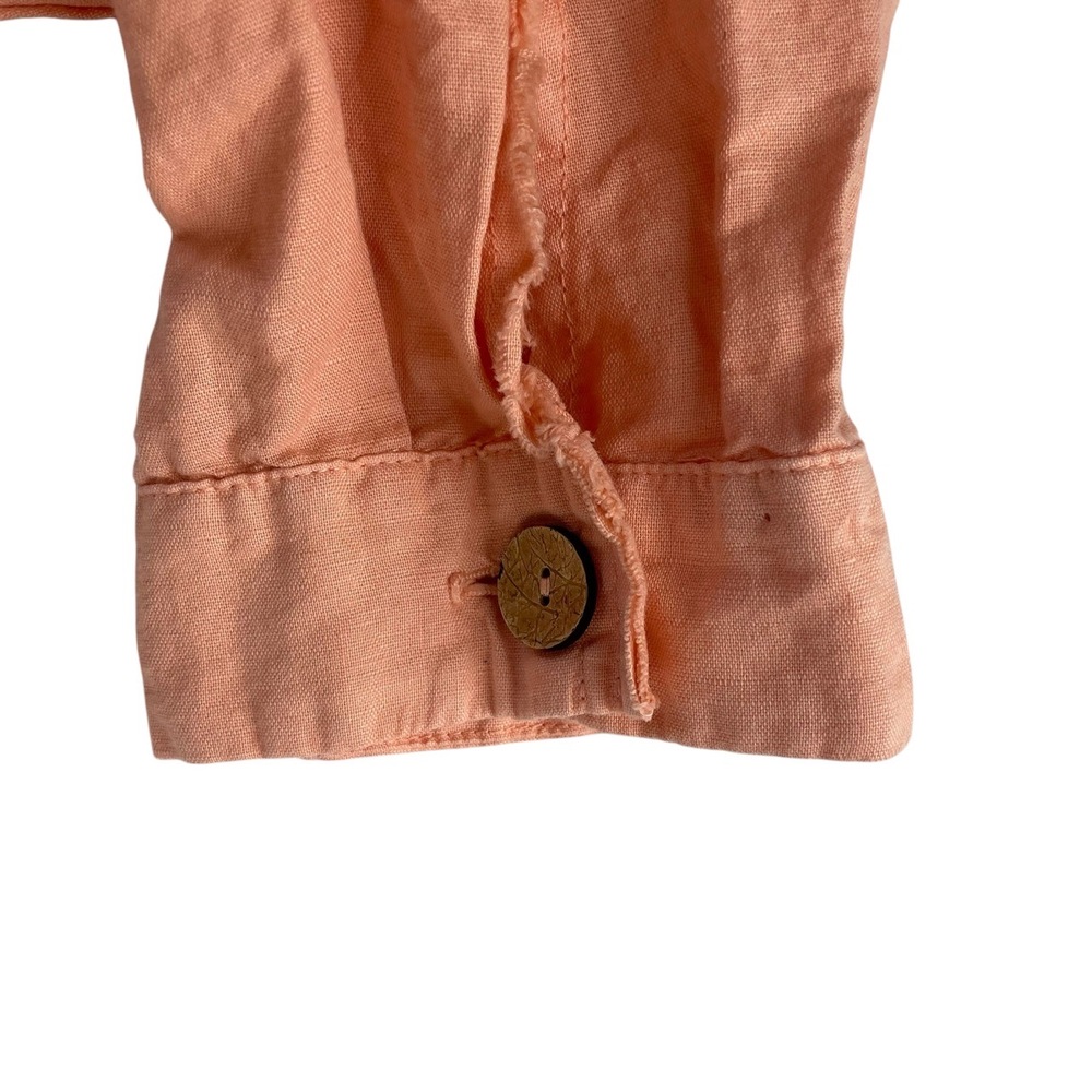 Zara Peach Coral Button Up Frayed Hem Cropped Jacket Womens Large - Picture 5 of 9